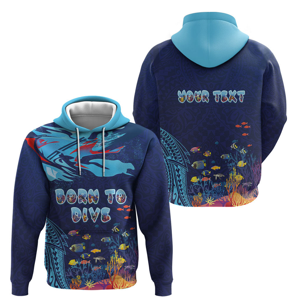 Personalized Hawaii Diving Hoodie Tribal Pattern with Ocean Floor LT03 - Polynesian Pride