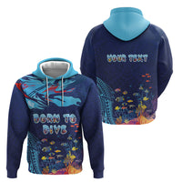 Personalized Hawaii Diving Hoodie Tribal Pattern with Ocean Floor LT03 - Polynesian Pride