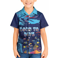 Personalized Hawaii Diving Kid Hawaiian Shirt Tribal Pattern with Ocean Floor LT03 Kid Multicolor - Polynesian Pride