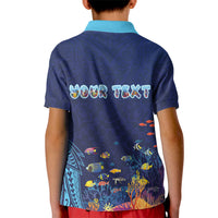 Personalized Hawaii Diving Kid Polo Shirt Tribal Pattern with Ocean Floor LT03 - Polynesian Pride