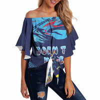 Personalized Hawaii Diving Off Shoulder Wrap Waist Top Tribal Pattern with Ocean Floor LT03 Multicolor - Polynesian Pride