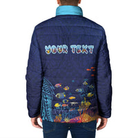 Personalized Hawaii Diving Padded Jacket Tribal Pattern with Ocean Floor LT03 - Polynesian Pride