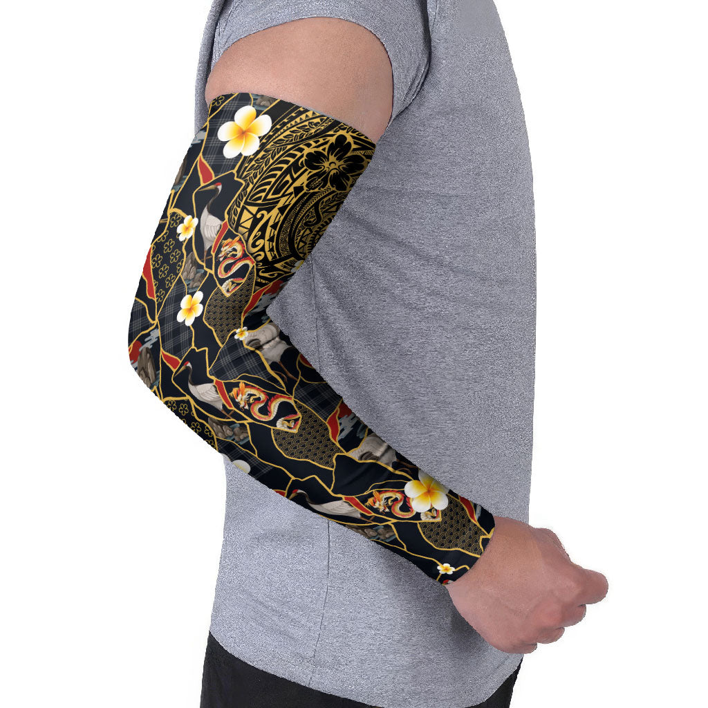 Hawaiian and Japanese Arm Sleeves Polynesian Tattoo with Japanese Culture Kintsugi Style LT03 - Polynesian Pride