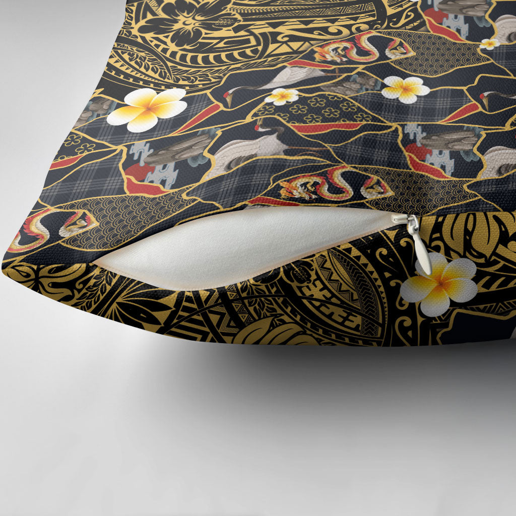 Hawaiian and Japanese Pillow Cover Polynesian Tattoo with Japanese Culture Kintsugi Style LT03 - Polynesian Pride