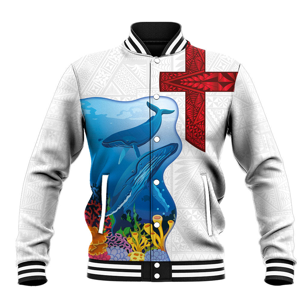 Tonga Swimming with Whales Baseball Jacket Ngatu Pattern LT03 Unisex Multicolor - Polynesian Pride