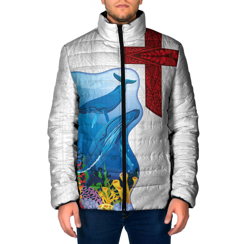 Tonga Swimming with Whales Padded Jacket Ngatu Pattern LT03 Men Multicolor - Polynesian Pride