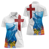 Tonga Swimming with Whales Women Polo Shirt Ngatu Pattern LT03 - Polynesian Pride