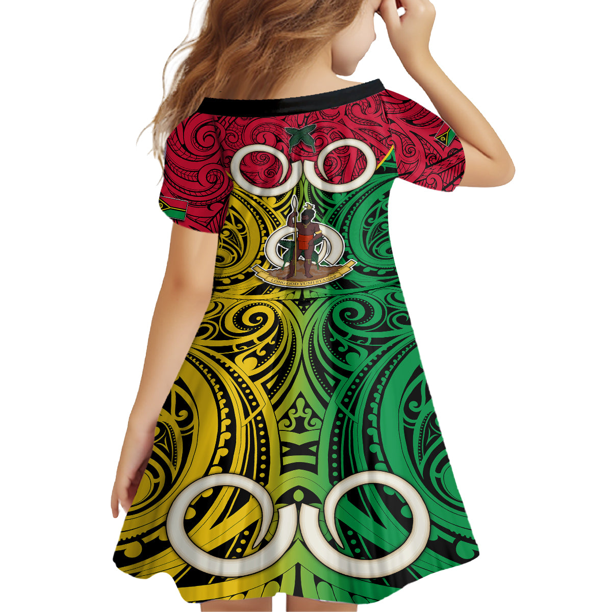 Vanuatu Family Matching Off Shoulder Maxi Dress and Hawaiian Shirt Pig Tusk Mix Maori Pattern and Namele Leaf LT03 - Polynesian Pride