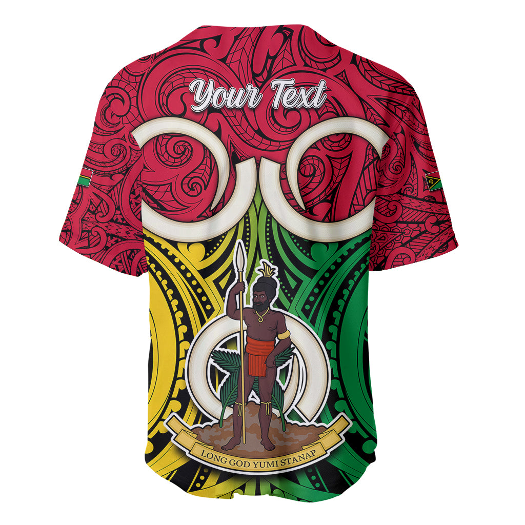 Personalised Vanuatu Baseball Jersey Pig Tusk Mix Maori Pattern and Namele Leaf LT03 - Polynesian Pride