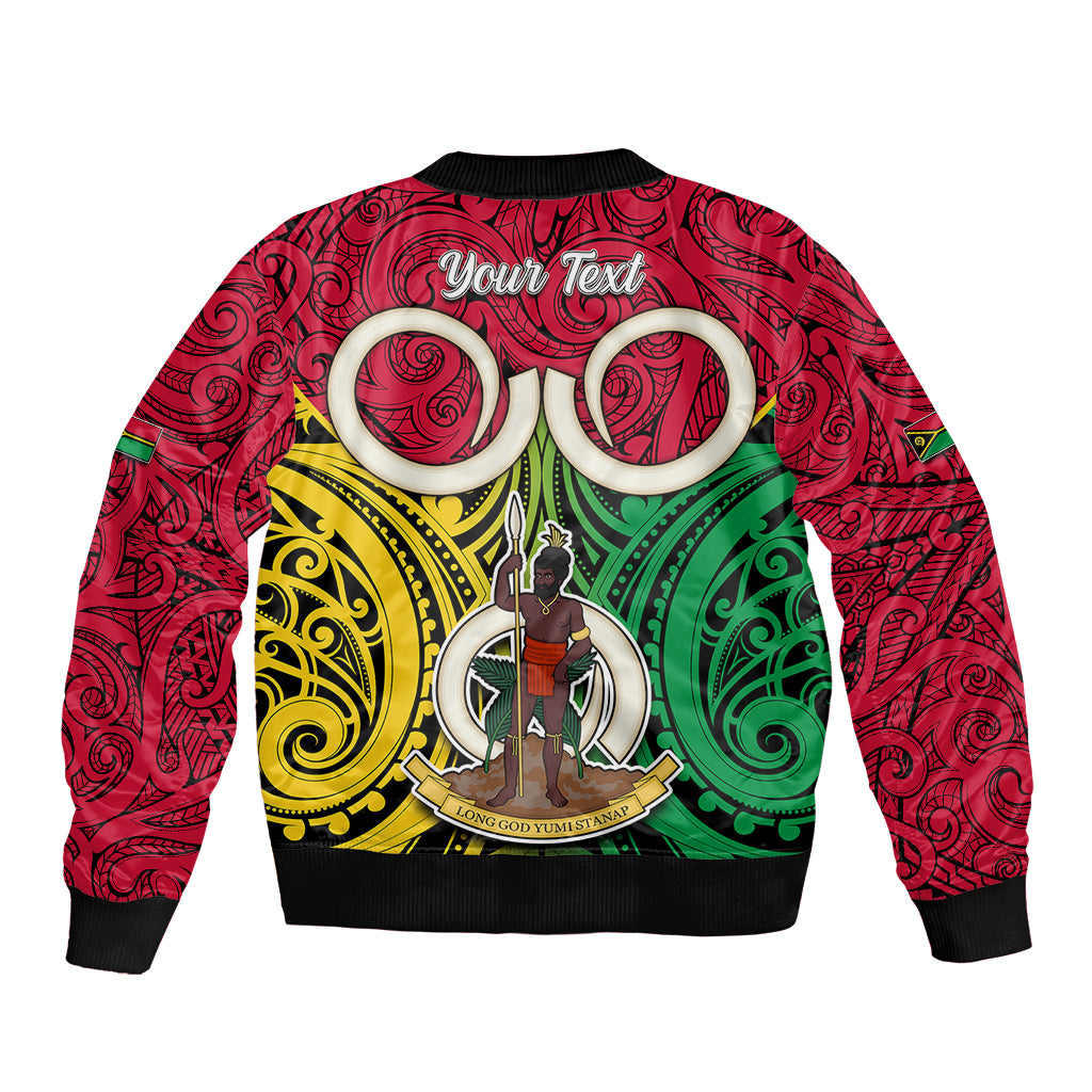 Personalised Vanuatu Bomber Jacket Pig Tusk Mix Maori Pattern and Namele Leaf LT03 - Polynesian Pride