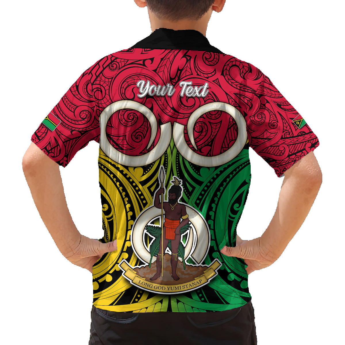 Personalised Vanuatu Family Matching Long Sleeve Bodycon Dress and Hawaiian Shirt Pig Tusk Mix Maori Pattern and Namele Leaf LT03 - Polynesian Pride