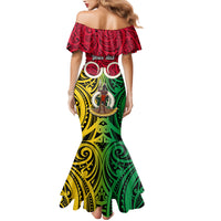 Personalised Vanuatu Family Matching Mermaid Dress and Hawaiian Shirt Pig Tusk Mix Maori Pattern and Namele Leaf LT03 - Polynesian Pride