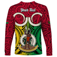Personalised Vanuatu Long Sleeve Shirt Pig Tusk Mix Maori Pattern and Namele Leaf LT03 - Polynesian Pride