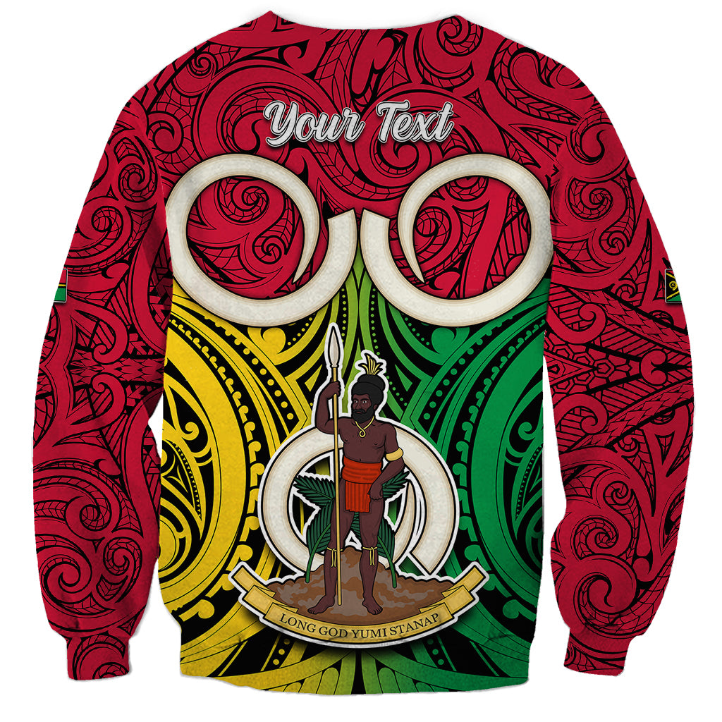 Personalised Vanuatu Sweatshirt Pig Tusk Mix Maori Pattern and Namele Leaf LT03 - Polynesian Pride