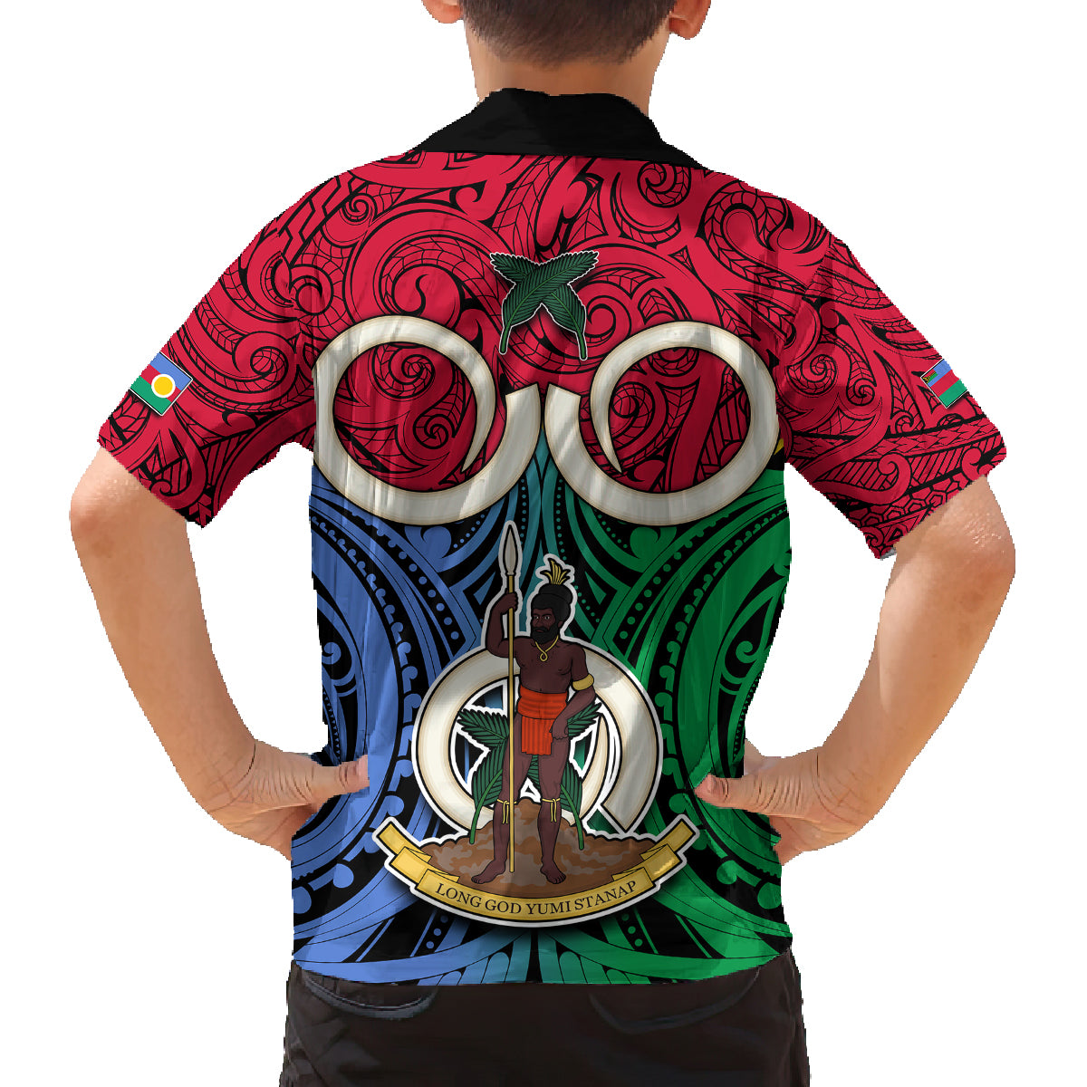 Vanuatu Shefa Province Family Matching Tank Maxi Dress and Hawaiian Shirt Pig Tusk Mix Maori Pattern and Namele Leaf LT03 - Polynesian Pride