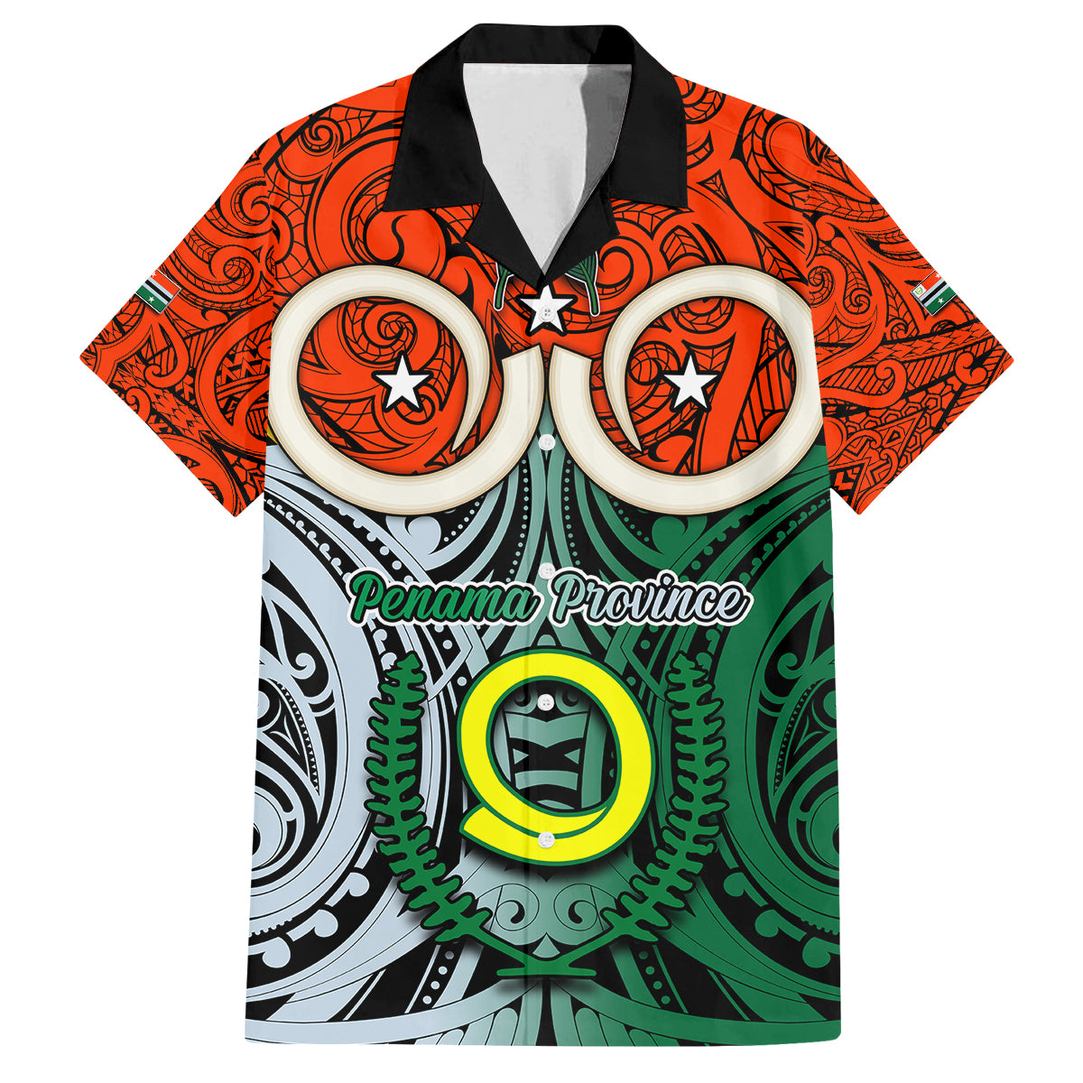 Vanuatu Penama Province Kid Hawaiian Shirt Pig Tusk Mix Maori Pattern and Namele Leaf LT03 Kid Orange - Polynesian Pride