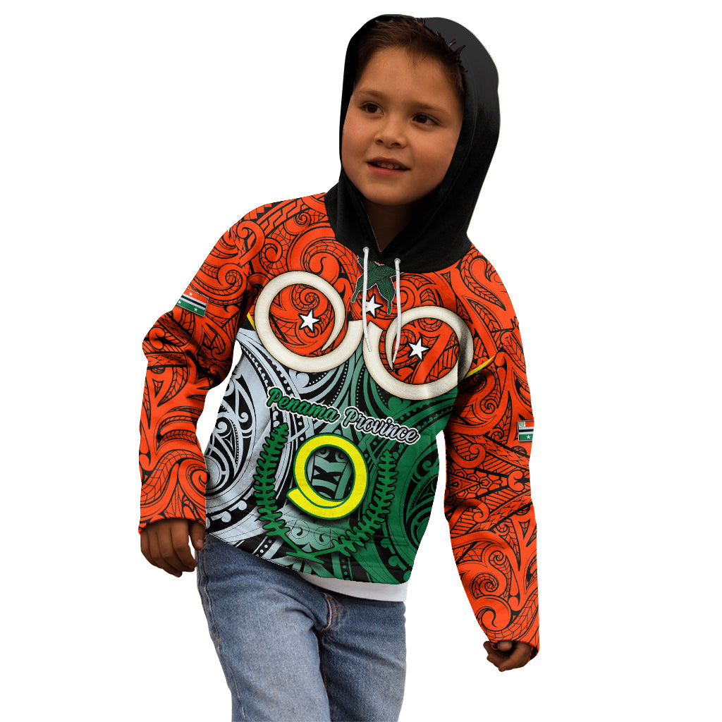 Personalised Vanuatu Penama Province Kid Hoodie Pig Tusk Mix Maori Pattern and Namele Leaf LT03 - Polynesian Pride