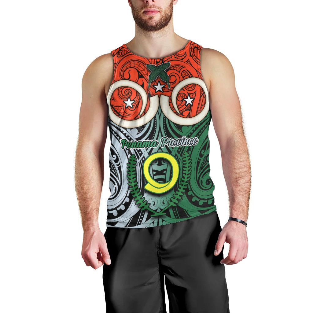 Personalised Vanuatu Penama Province Men Tank Top Pig Tusk Mix Maori Pattern and Namele Leaf LT03 - Polynesian Pride