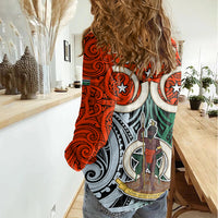 Personalised Vanuatu Penama Province Women Casual Shirt Pig Tusk Mix Maori Pattern and Namele Leaf LT03 - Polynesian Pride