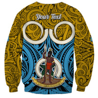 Personalised Vanuatu Sanma Province Sweatshirt Pig Tusk Mix Maori Pattern and Namele Leaf LT03 - Polynesian Pride