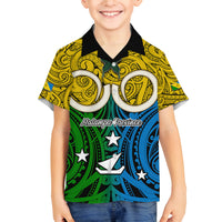 Personalised Vanuatu Malampa Province Kid Hawaiian Shirt Pig Tusk Mix Maori Pattern and Namele Leaf LT03 - Polynesian Pride