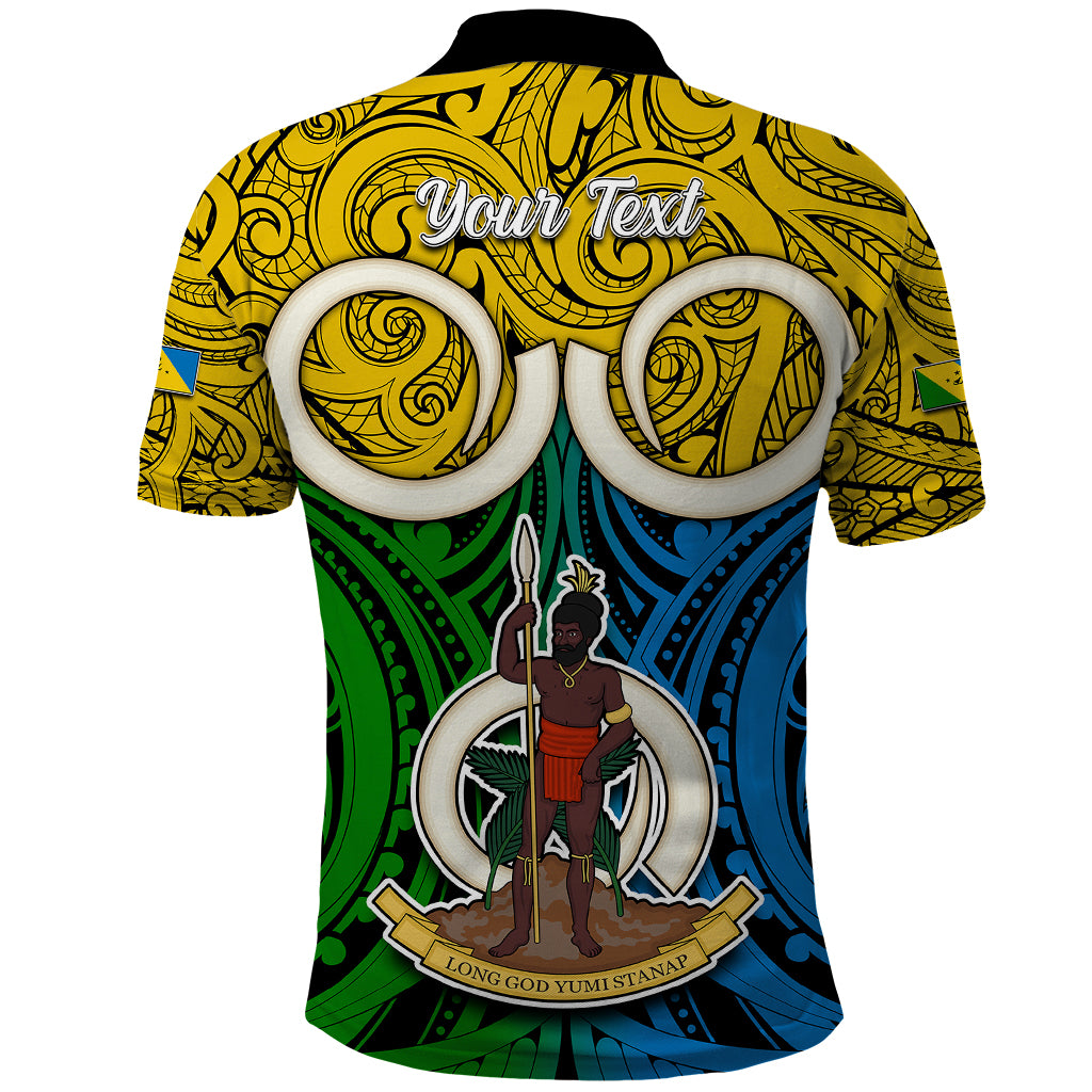 Personalised Vanuatu Malampa Province Polo Shirt Pig Tusk Mix Maori Pattern and Namele Leaf LT03 - Polynesian Pride