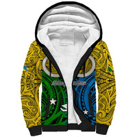 Personalised Vanuatu Malampa Province Sherpa Hoodie Pig Tusk Mix Maori Pattern and Namele Leaf LT03 Unisex Yellow - Polynesian Pride