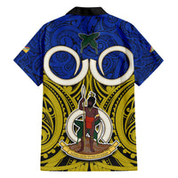 Vanuatu Torba Province Family Matching Off Shoulder Short Dress and Hawaiian Shirt Pig Tusk Mix Maori Pattern and Namele Leaf LT03 - Polynesian Pride