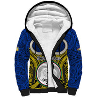 Vanuatu Torba Province Sherpa Hoodie Pig Tusk Mix Maori Pattern and Namele Leaf LT03 Unisex Blue - Polynesian Pride