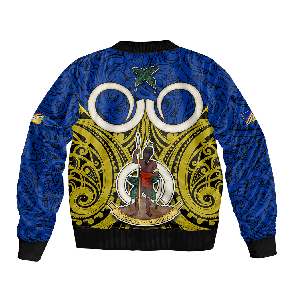 Vanuatu Torba Province Sleeve Zip Bomber Jacket Pig Tusk Mix Maori Pattern and Namele Leaf LT03 - Polynesian Pride