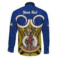 Personalised Vanuatu Torba Province Family Matching Long Sleeve Bodycon Dress and Hawaiian Shirt Pig Tusk Mix Maori Pattern and Namele Leaf LT03 - Polynesian Pride