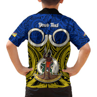 Personalised Vanuatu Torba Province Family Matching Off Shoulder Short Dress and Hawaiian Shirt Pig Tusk Mix Maori Pattern and Namele Leaf LT03 - Polynesian Pride