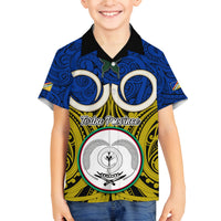 Personalised Vanuatu Torba Province Kid Hawaiian Shirt Pig Tusk Mix Maori Pattern and Namele Leaf LT03 - Polynesian Pride