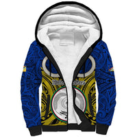 Personalised Vanuatu Torba Province Sherpa Hoodie Pig Tusk Mix Maori Pattern and Namele Leaf LT03 Unisex Blue - Polynesian Pride