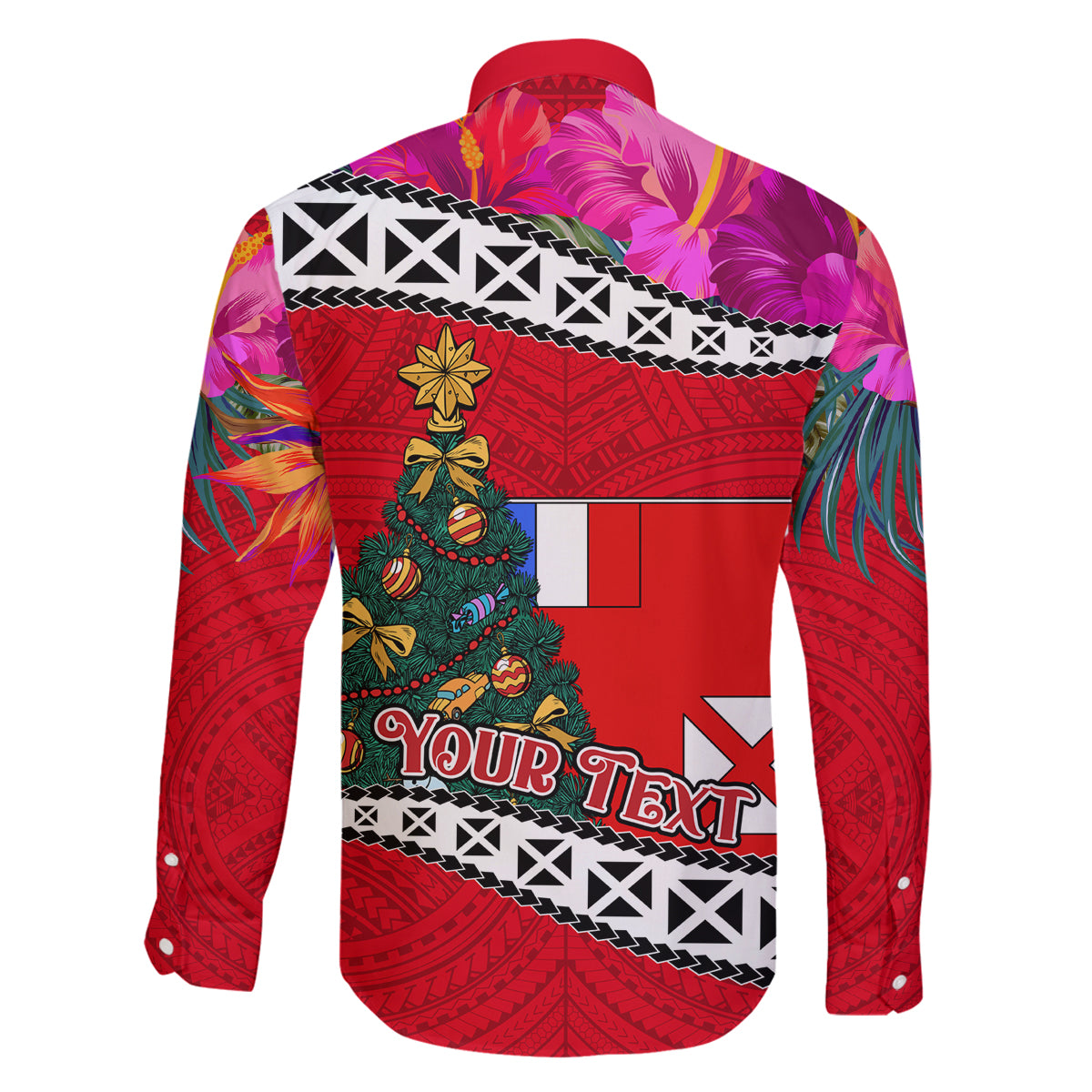 Custom Wallis and Futuna Christmas Family Matching Off Shoulder Maxi Dress and Hawaiian Shirt Santa Claus Holding Coat of Arms Polynesian Xmas Style LT03 - Polynesian Pride
