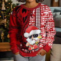 Mele Kalikimaka Hawaii Christmas Kid Ugly Christmas Sweater Santa Claus Kakau Tribal Mix Polynesia Tattoo LT03 - Polynesian Pride