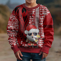 Mele Kalikimaka Hawaii Christmas Kid Ugly Christmas Sweater Santa Claus Kakau Tribal Mix Polynesia Tattoo LT03 - Polynesian Pride