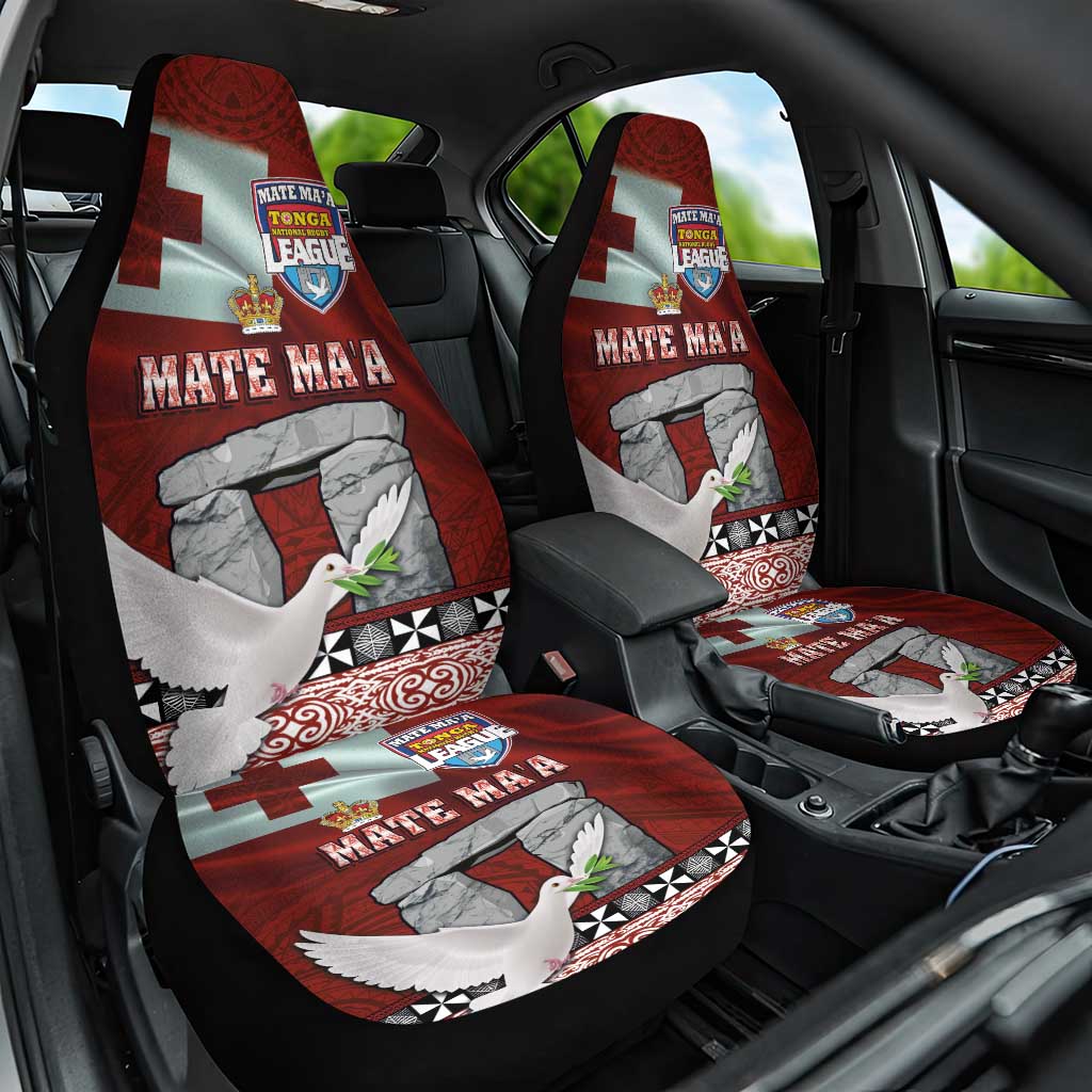 Mate Ma'a Tonga Car Seat Cover Haamonga a Maui and White Dove - Tongan Kupesi Ngatu LT03 One Size Red - Polynesian Pride