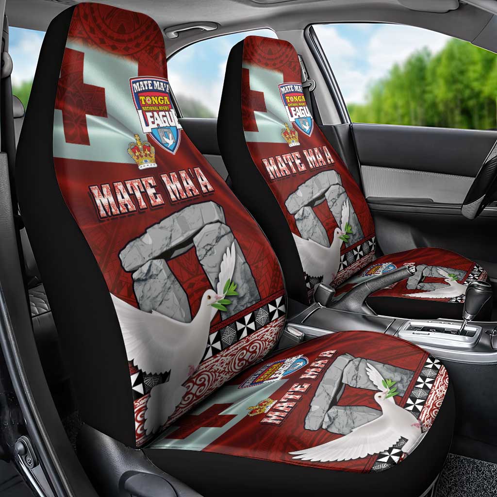 Mate Ma'a Tonga Car Seat Cover Haamonga a Maui and White Dove - Tongan Kupesi Ngatu LT03 - Polynesian Pride