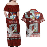 Mate Ma'a Tonga Couples Matching Off Shoulder Maxi Dress and Hawaiian Shirt Haamonga a Maui and White Dove - Tongan Kupesi Ngatu LT03 - Polynesian Pride