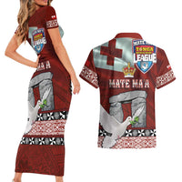 Mate Ma'a Tonga Couples Matching Short Sleeve Bodycon Dress and Hawaiian Shirt Haamonga a Maui and White Dove - Tongan Kupesi Ngatu LT03 - Polynesian Pride