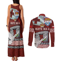 Mate Ma'a Tonga Couples Matching Tank Maxi Dress and Long Sleeve Button Shirt Haamonga a Maui and White Dove - Tongan Kupesi Ngatu LT03 - Polynesian Pride