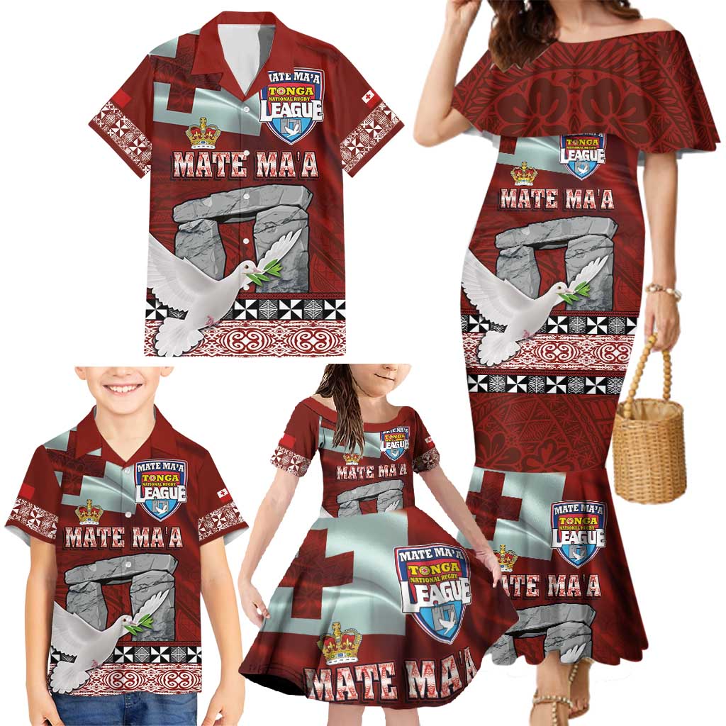 Mate Ma'a Tonga Family Matching Mermaid Dress and Hawaiian Shirt Haamonga a Maui and White Dove - Tongan Kupesi Ngatu LT03 - Polynesian Pride