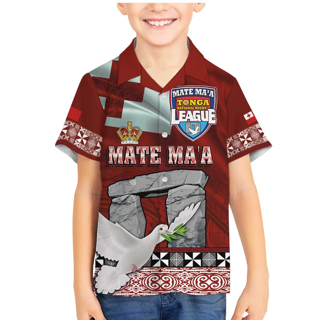 Mate Ma'a Tonga Family Matching Mermaid Dress and Hawaiian Shirt Haamonga a Maui and White Dove - Tongan Kupesi Ngatu LT03 Son's Shirt Red - Polynesian Pride