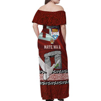 Mate Ma'a Tonga Family Matching Off Shoulder Maxi Dress and Hawaiian Shirt Haamonga a Maui and White Dove - Tongan Kupesi Ngatu LT03 - Polynesian Pride