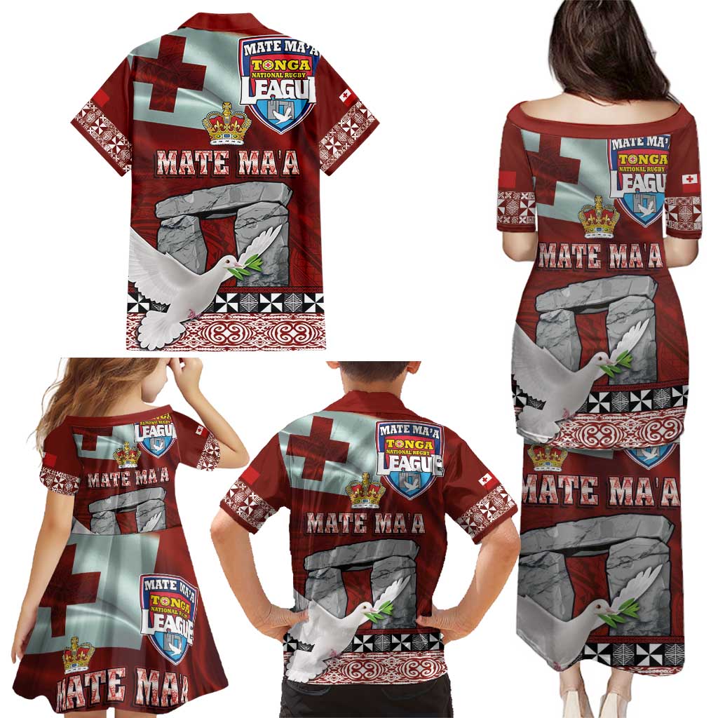 Mate Ma'a Tonga Family Matching Puletasi and Hawaiian Shirt Haamonga a Maui and White Dove - Tongan Kupesi Ngatu LT03 - Polynesian Pride