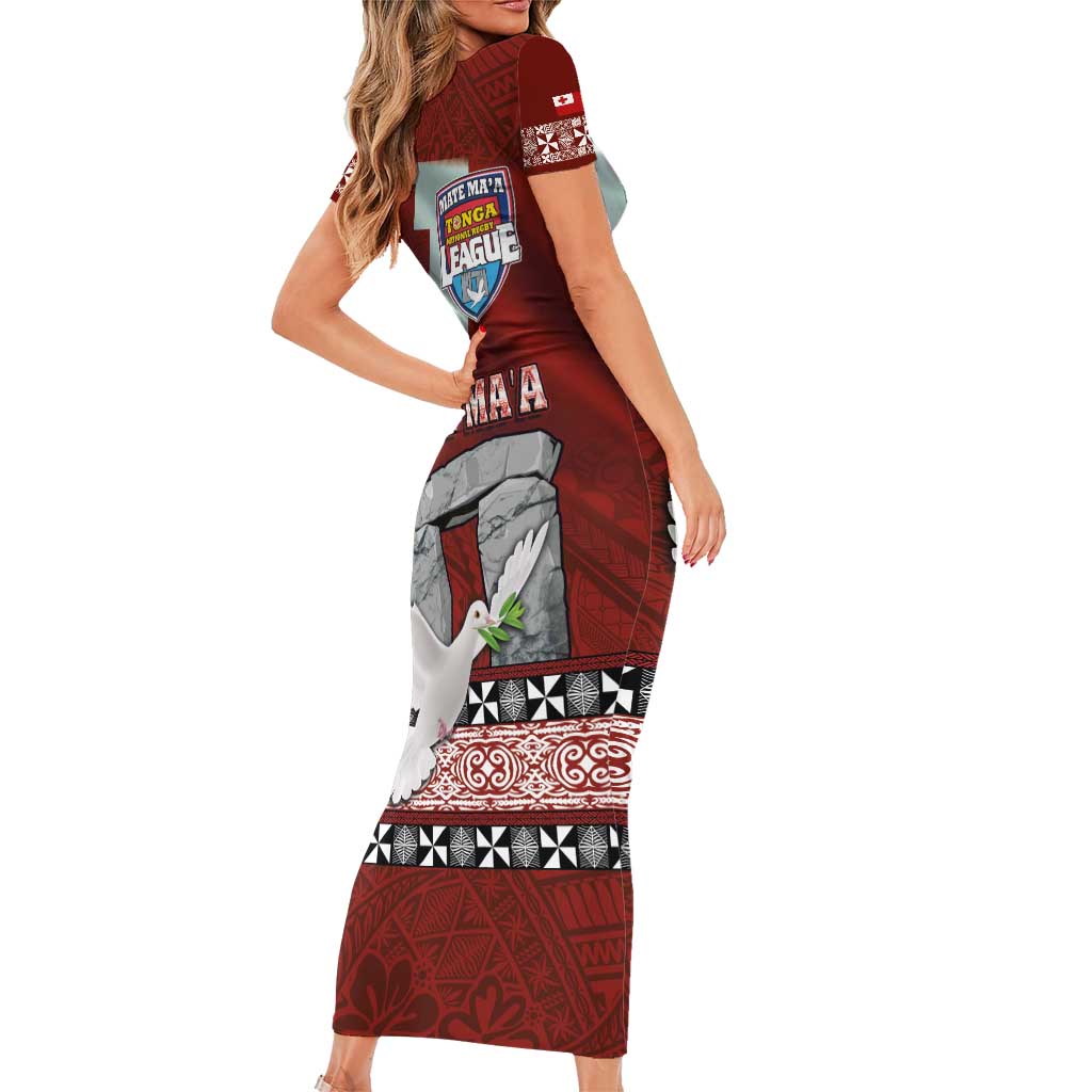 Mate Ma'a Tonga Family Matching Short Sleeve Bodycon Dress and Hawaiian Shirt Haamonga a Maui and White Dove - Tongan Kupesi Ngatu LT03 - Polynesian Pride