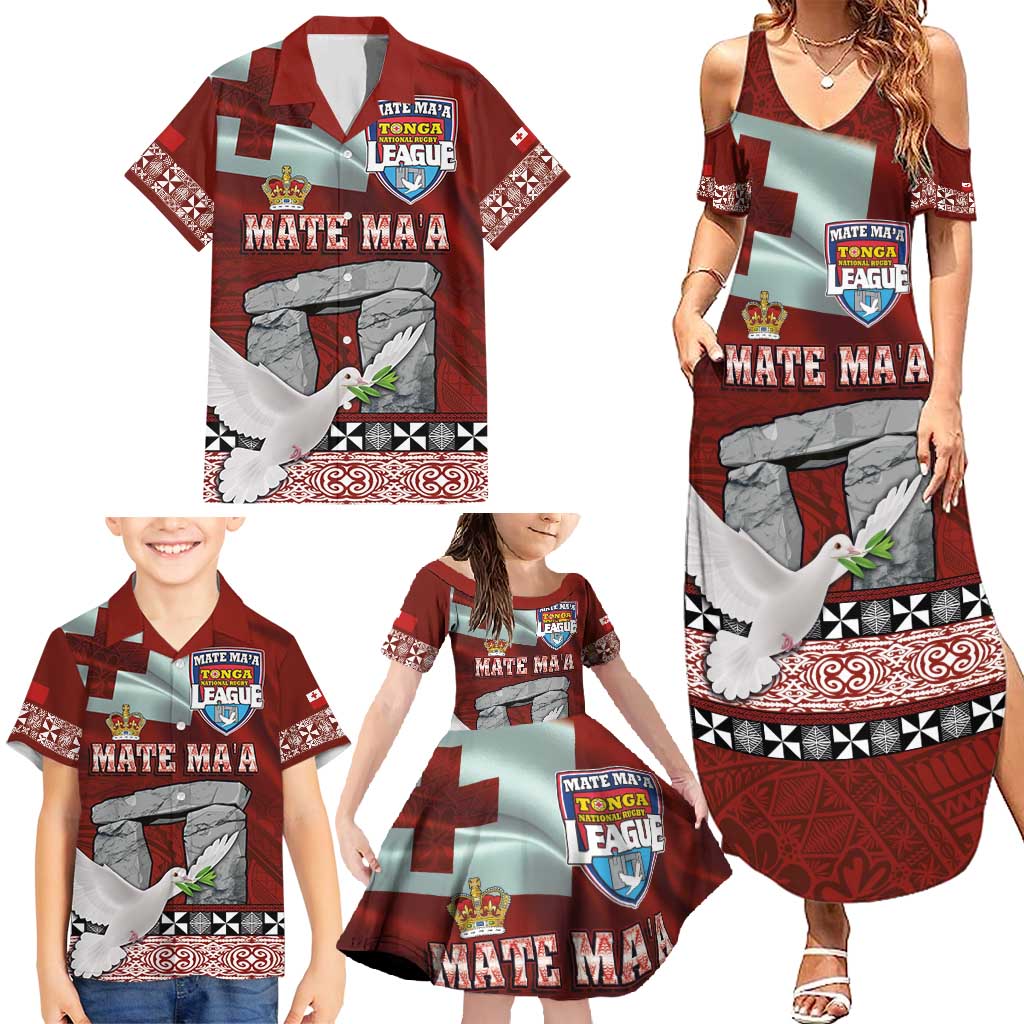 Mate Ma'a Tonga Family Matching Summer Maxi Dress and Hawaiian Shirt Haamonga a Maui and White Dove - Tongan Kupesi Ngatu LT03 - Polynesian Pride