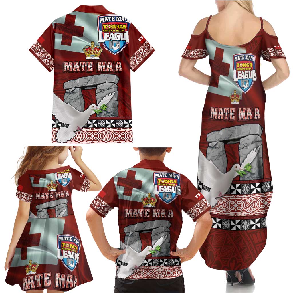 Mate Ma'a Tonga Family Matching Summer Maxi Dress and Hawaiian Shirt Haamonga a Maui and White Dove - Tongan Kupesi Ngatu LT03 - Polynesian Pride