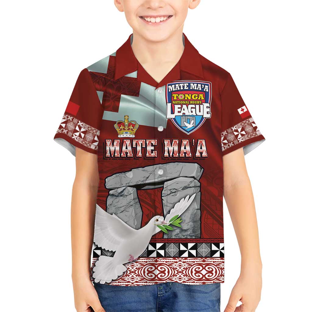Mate Ma'a Tonga Family Matching Summer Maxi Dress and Hawaiian Shirt Haamonga a Maui and White Dove - Tongan Kupesi Ngatu LT03 Son's Shirt Red - Polynesian Pride